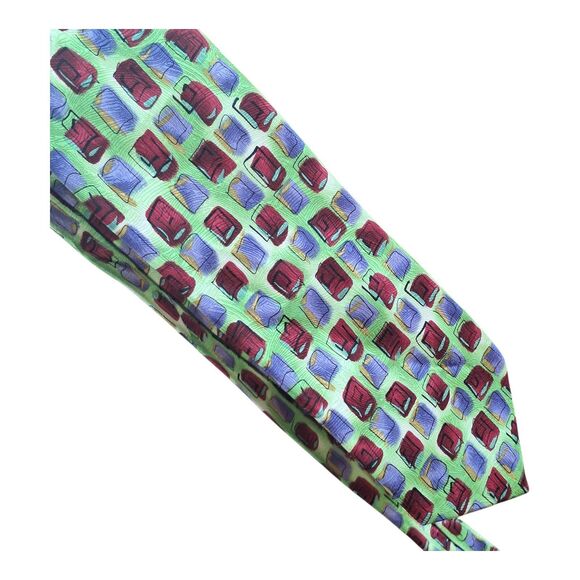 Jerry Garcia Silk Tie Colorful Bright Lime Green Chartreuse 100% Silk 2004 - Picture 3 of 8